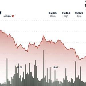 Sharp 7% Drop Sends DOGE Toward 22-Cents Support on High-Volume Selloff