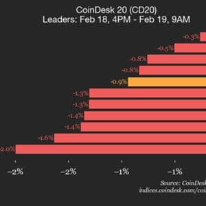 CoinDesk 20 Performance Update: Bitcoin (BTC) Drops 0.3% as All Assets Decline