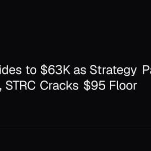 Bitcoin Slides to $63K as Strategy Pauses BTC Buys, STRC Cracks $95 Floor