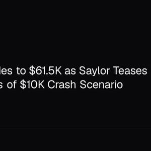 Bitcoin Slides to $61.5K as Saylor Teases Buy, DWF Labs Warns of $10K Crash Scenario