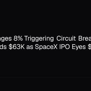 KOSPI Plunges 8% Triggering Circuit Breaker, Bitcoin Holds $63K as SpaceX IPO Eyes $1.77T Valuation