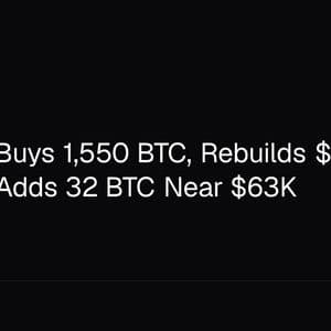 Strategy Buys 1,550 BTC, Rebuilds $1B Cash as Strive Adds 32 BTC Near $63K