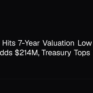 Ethereum Hits 7-Year Valuation Low as BitMine Adds $214M, Treasury Tops $9.3B
