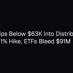 Bitcoin Slips Below $63K Into Distribution as BoJ Eyes 1% Hike, ETFs Bleed $91M