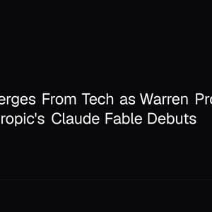 Bitcoin Diverges From Tech as Warren Probes CFTC, Anthropic's Claude Fable Debuts